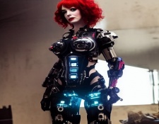 Christina Hendricks as a Menacing Cyberpunk Warrior